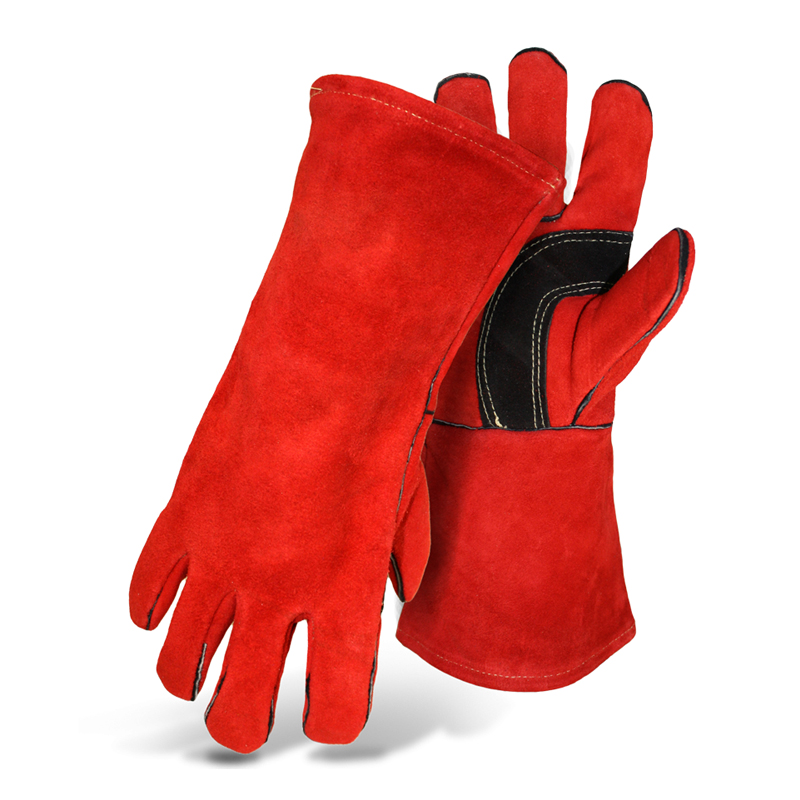 LG012 Guantes de cuero reforzados resistentes al calor para soldadura