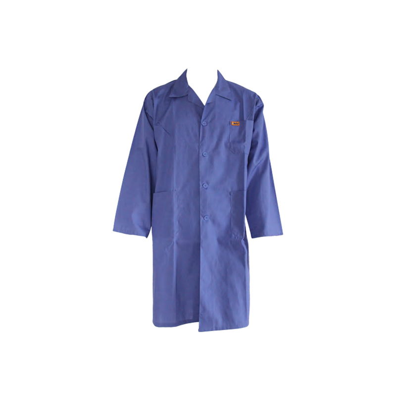 J06 Bata larga azul transpirable 100% algodón sarga