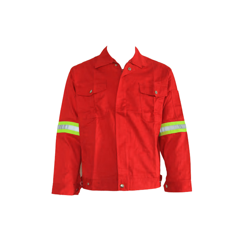 J07 Chaqueta de seguridad reflectante roja de alta visibilidad con cintas reflectantes en los brazos