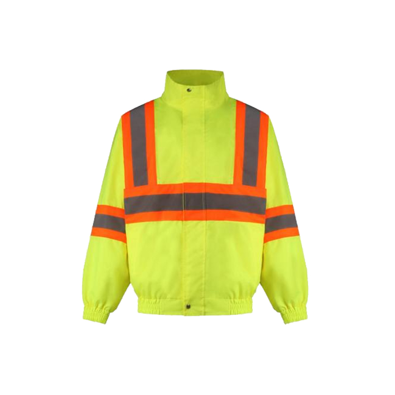 P12 Chaqueta de seguridad protectora fluorescente con revestimiento de PU ajustable y cinturilla elástica