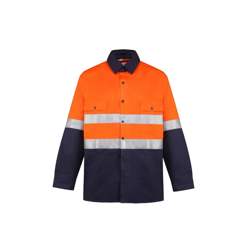 S03 Camisa de trabajo de sarga de algodón con cinta reflectante de 5 cm