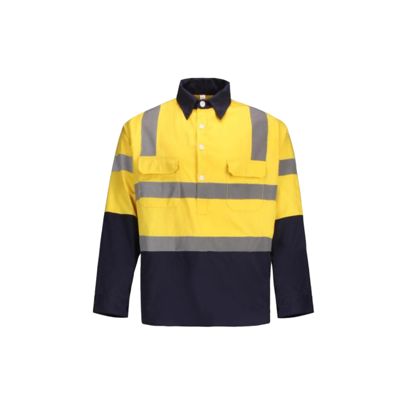 S04 Camisa de trabajo multifuncional de sarga de algodón con cinta reflectante de seguridad