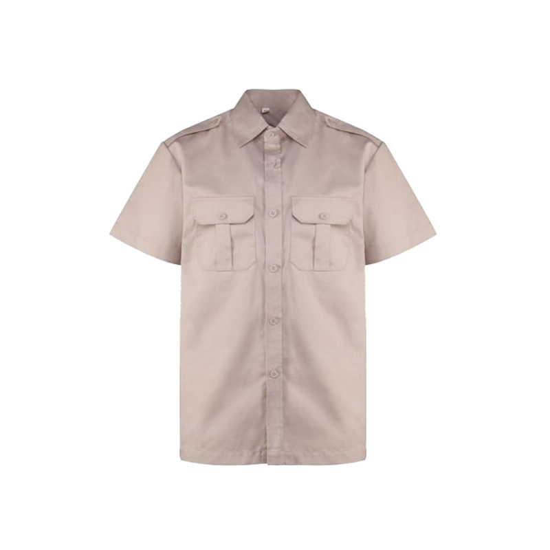 S09 Camisa de trabajo de algodón con bolsillos dobles en el pecho