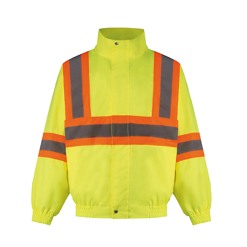 P12 Chaqueta de seguridad protectora fluorescente con revestimiento de PU ajustable y cinturilla elástica